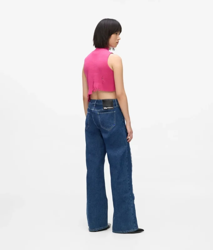 Versleten relaxed jeans met middelhoge taille