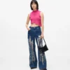 Versleten relaxed jeans met middelhoge taille