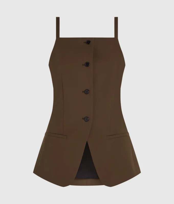 Vest met vierkante hals