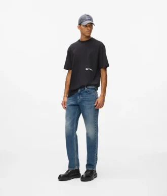 Vintage gewassen rechte jeans
