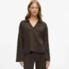 Wafelstof loungewear poloshirt