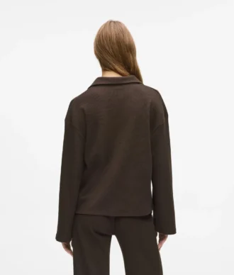 Wafelstof loungewear poloshirt