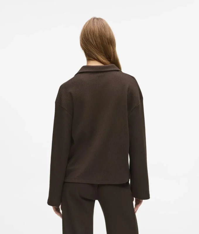 Wafelstof loungewear poloshirt