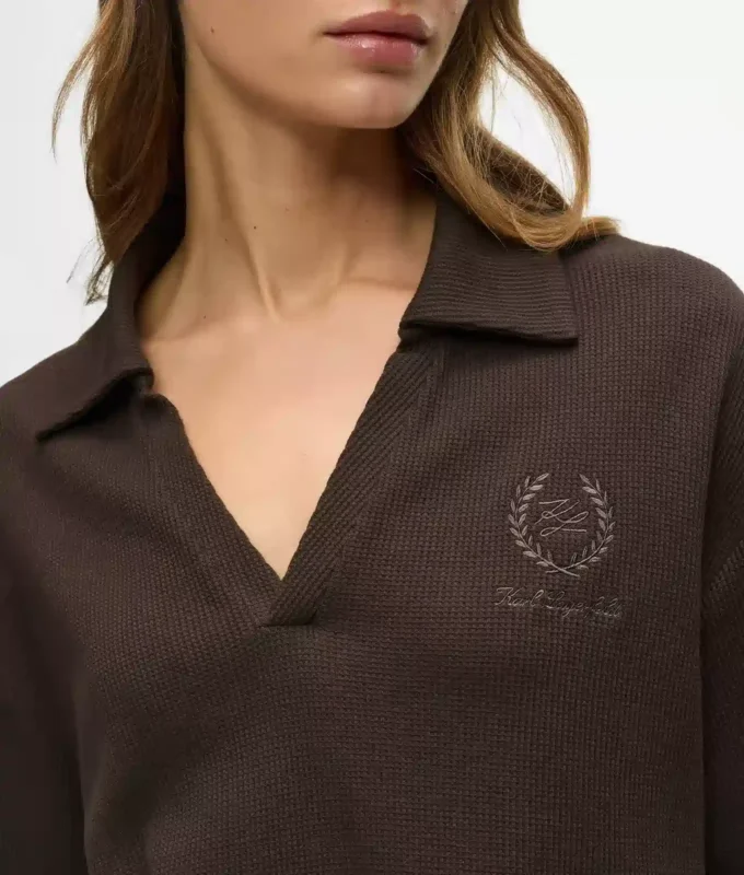 Wafelstof loungewear poloshirt
