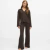 Wafelstof loungewear poloshirt