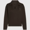 Wafelstof loungewear poloshirt