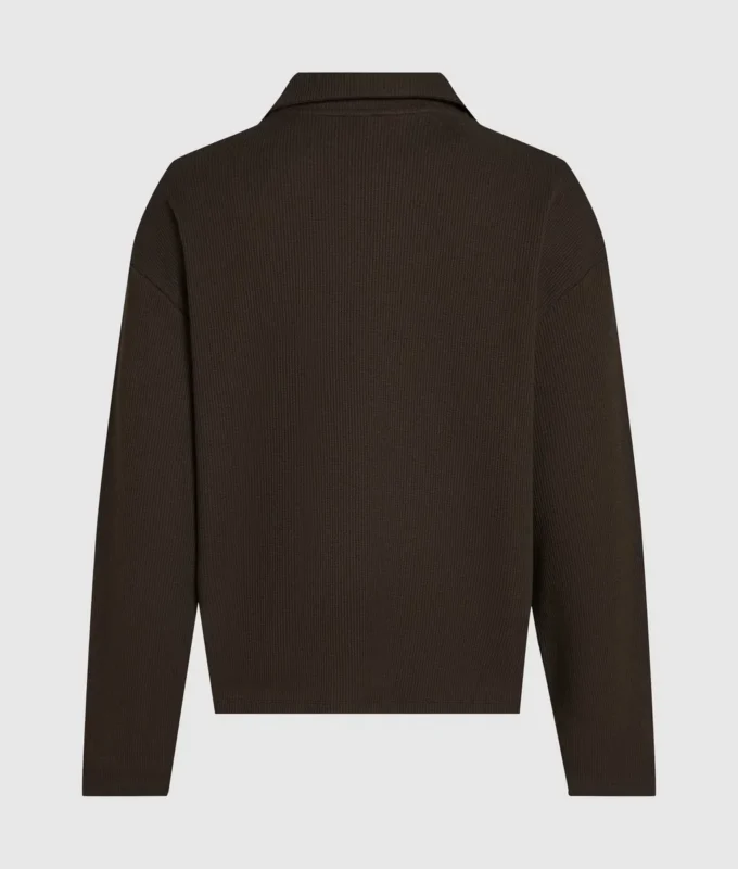 Wafelstof loungewear poloshirt